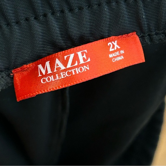 Maxe Collection Pants Black Plus Size 2X Elastic Waist Pockets Wide Leg Career - Picture 3 of 15